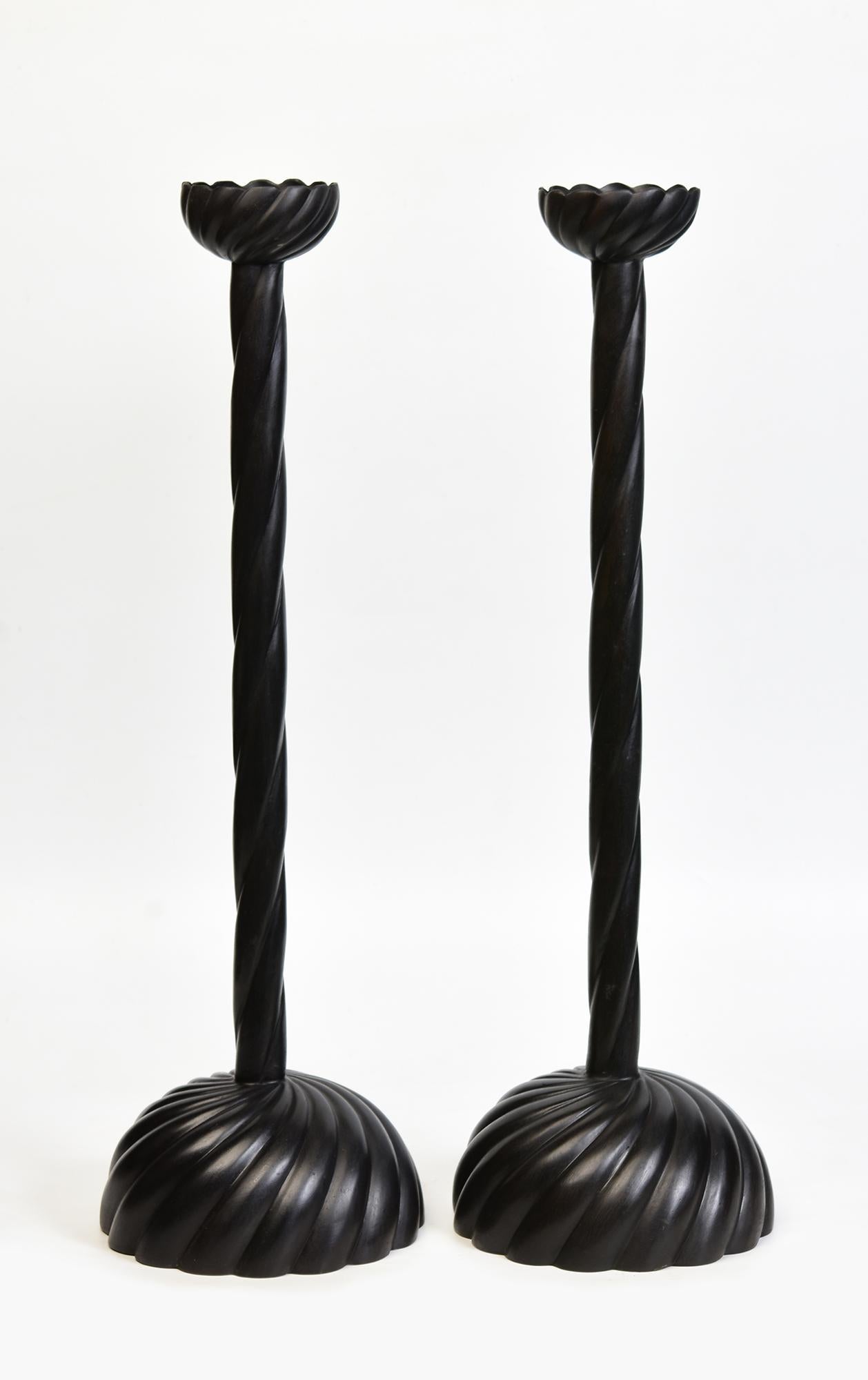 A Pair of Bronze Candlesticks For Sale 4