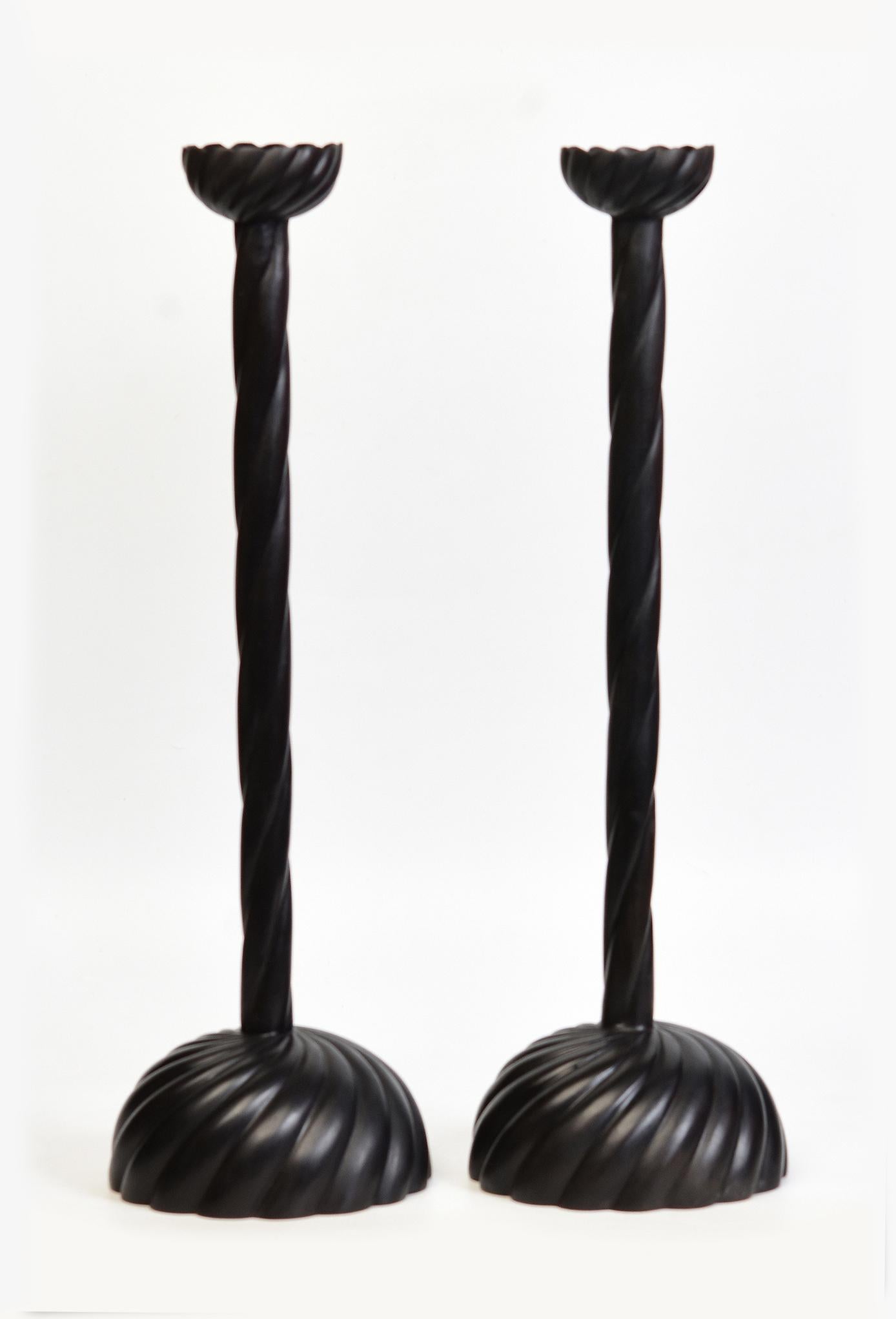 A Pair of Bronze Candlesticks For Sale 2