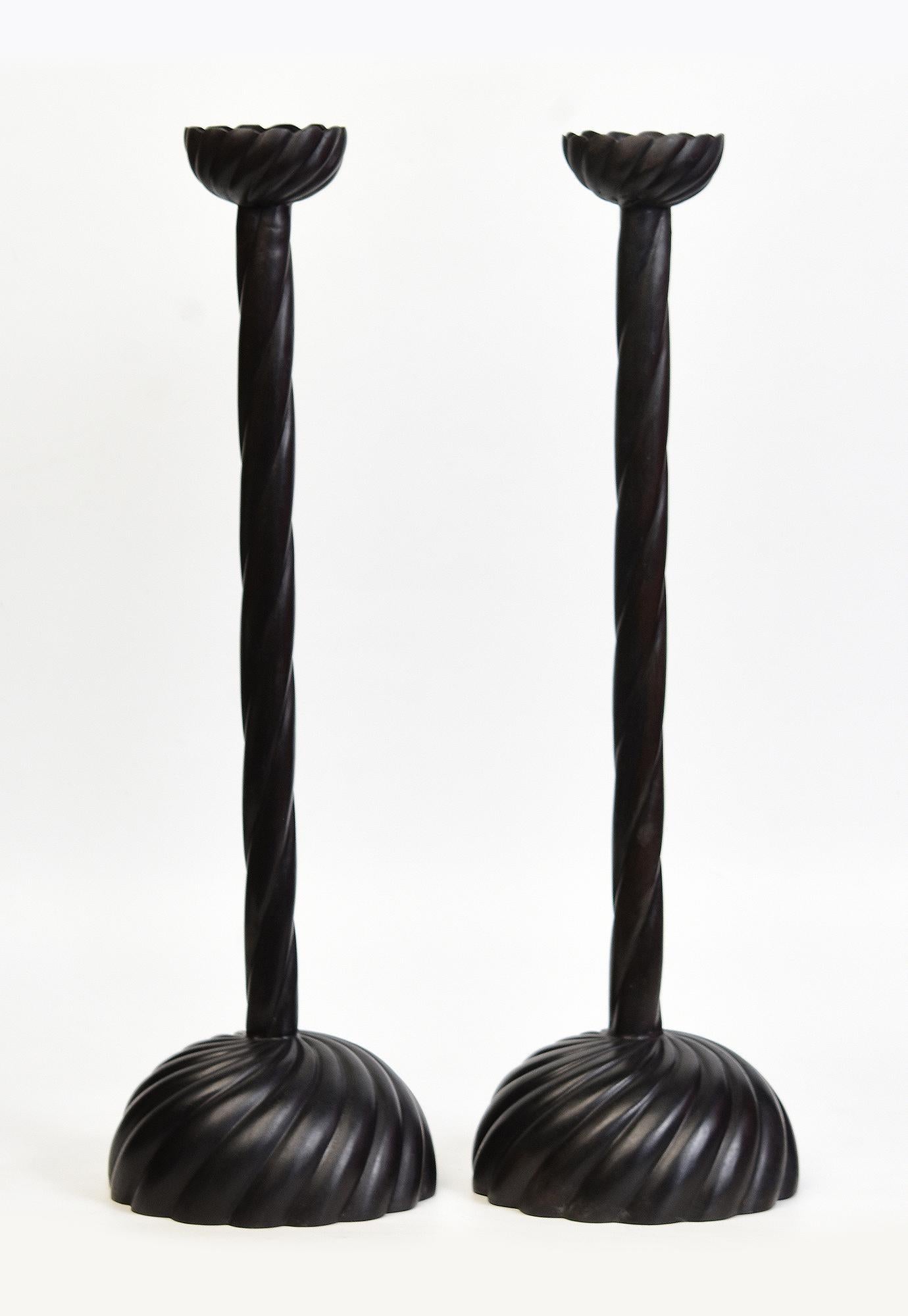 A Pair of Bronze Candlesticks For Sale 3