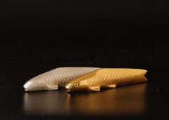A Pair of Bronze Carp Sculpture by Hiramatsu Koshun