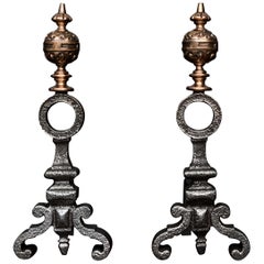 Pair of Bronze & Cast Iron Firedogs in the Baroque Style