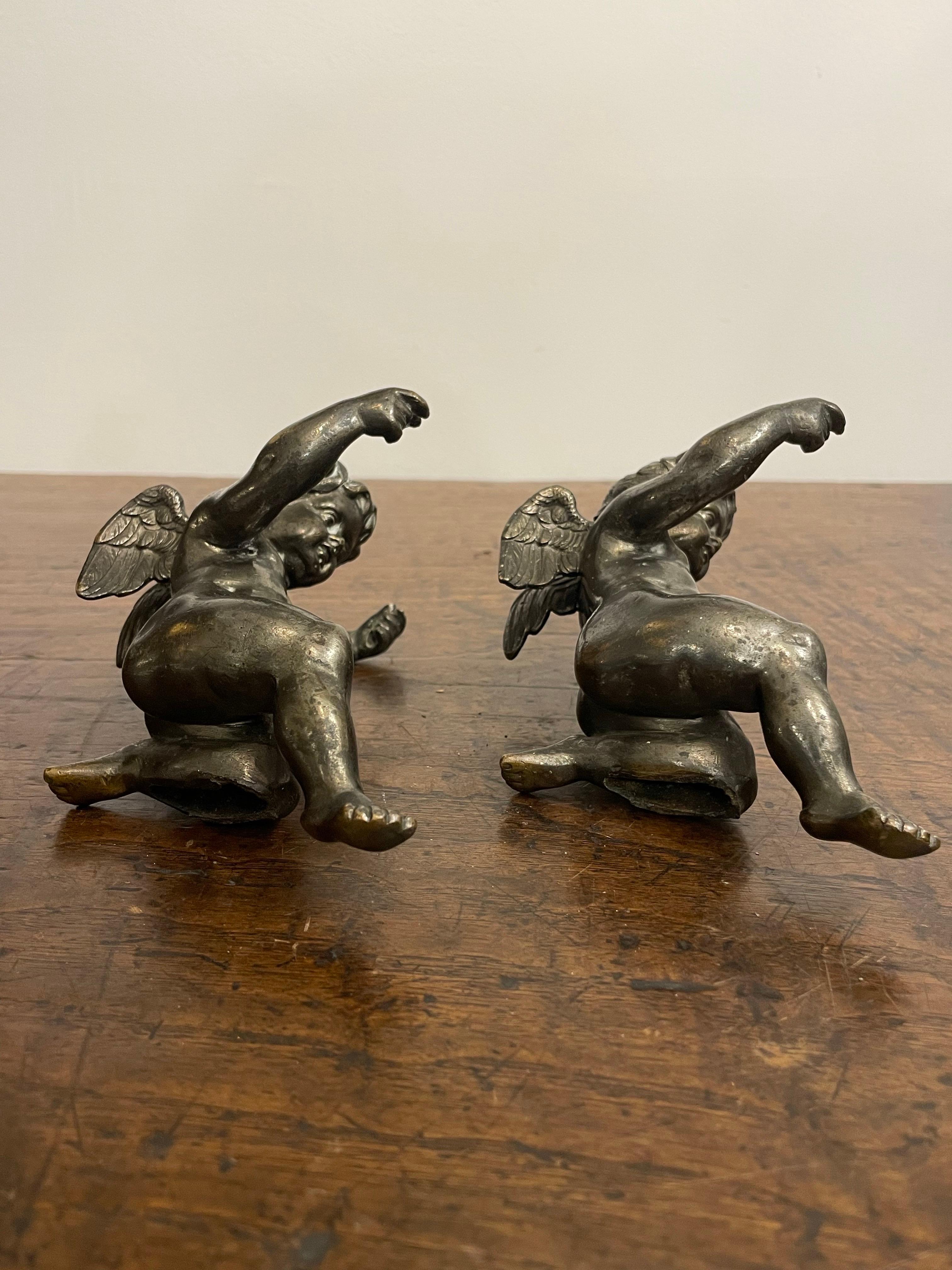 Calco Coppia di cherubini in bronzo, fine XIX secolo in vendita