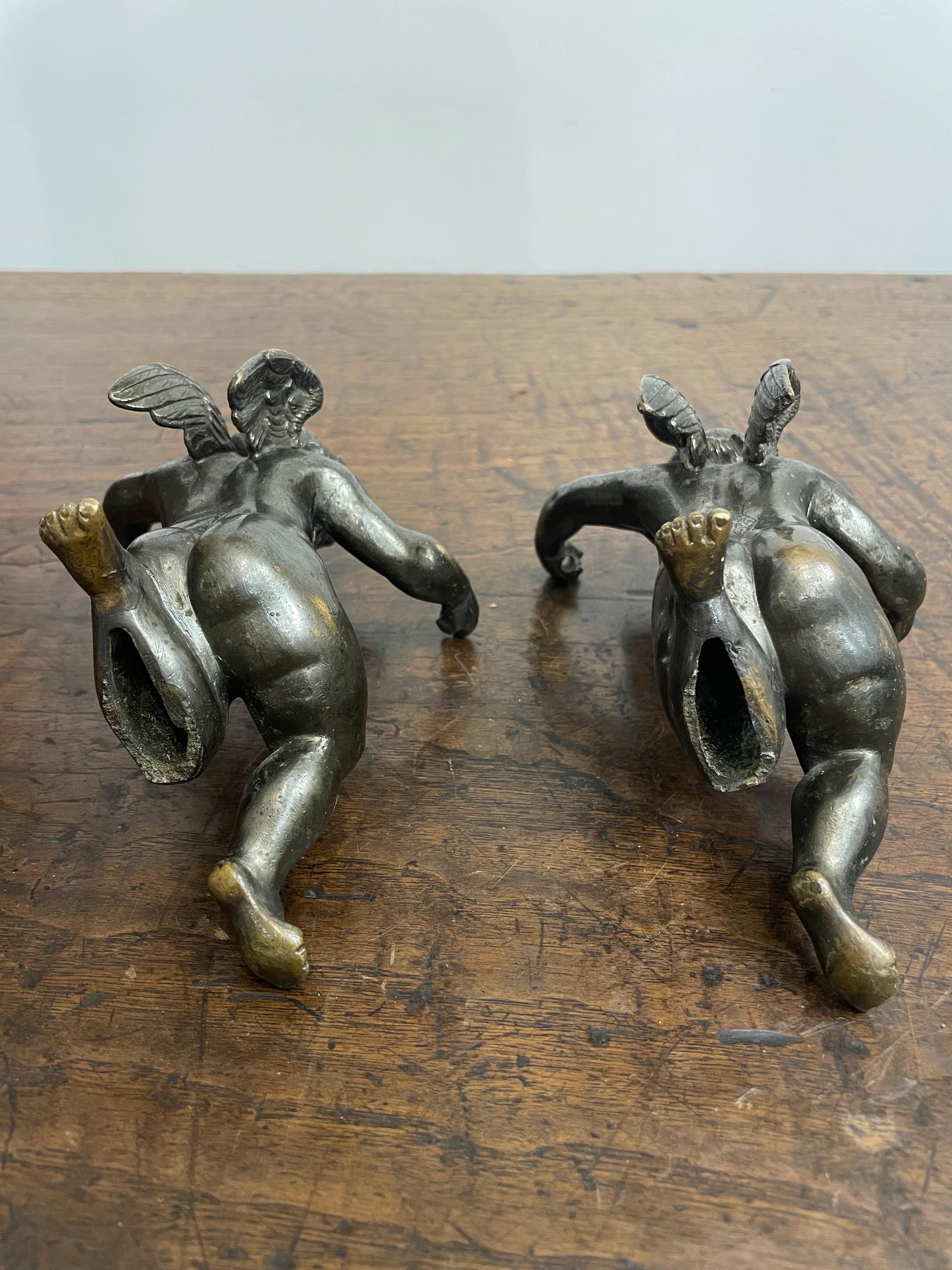 Bronzo Coppia di cherubini in bronzo, fine XIX secolo in vendita