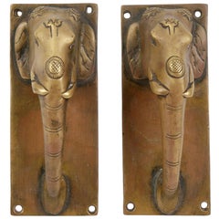 A pair of bronze door handles "Elephants", India, 20th century