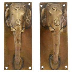 A pair of bronze door handles "Elephants", India, 20th century