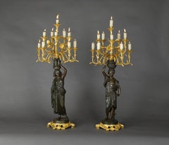 Pair of Bronze Figural Candelabra by Charles Cumberworth, circa 1850