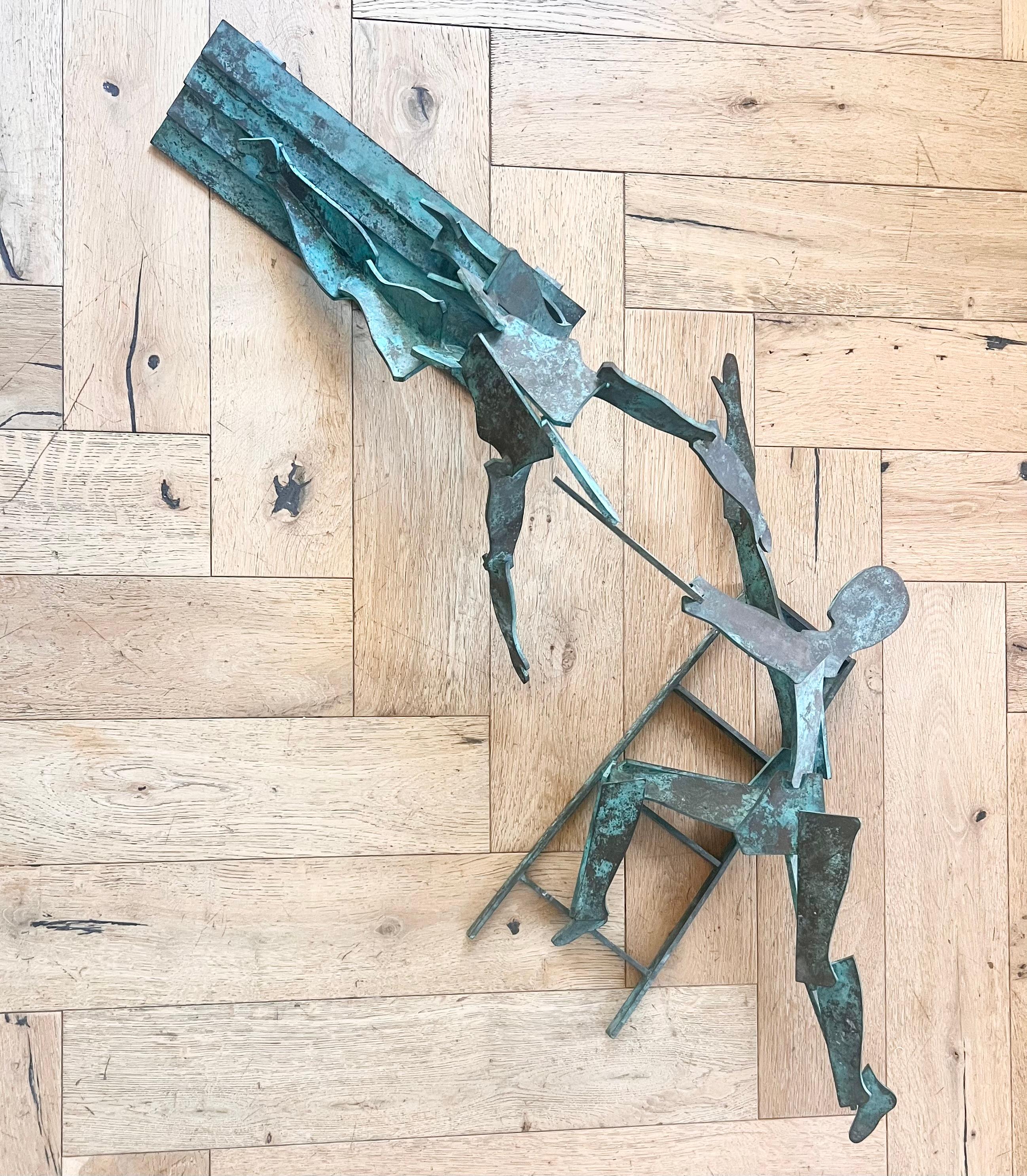 A pair of large bronze figurative wall hanging sculptures, 20th century For Sale 1