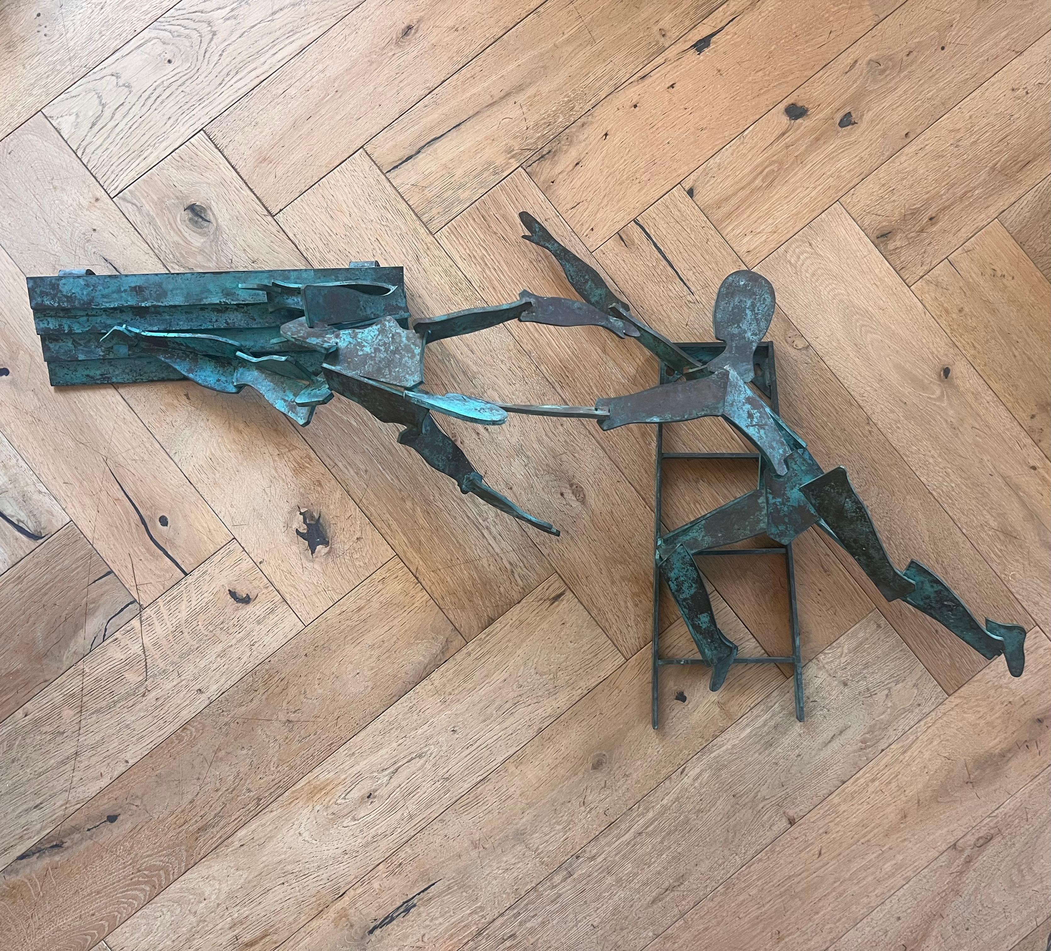 A pair of large bronze figurative wall hanging sculptures, 20th century For Sale 3