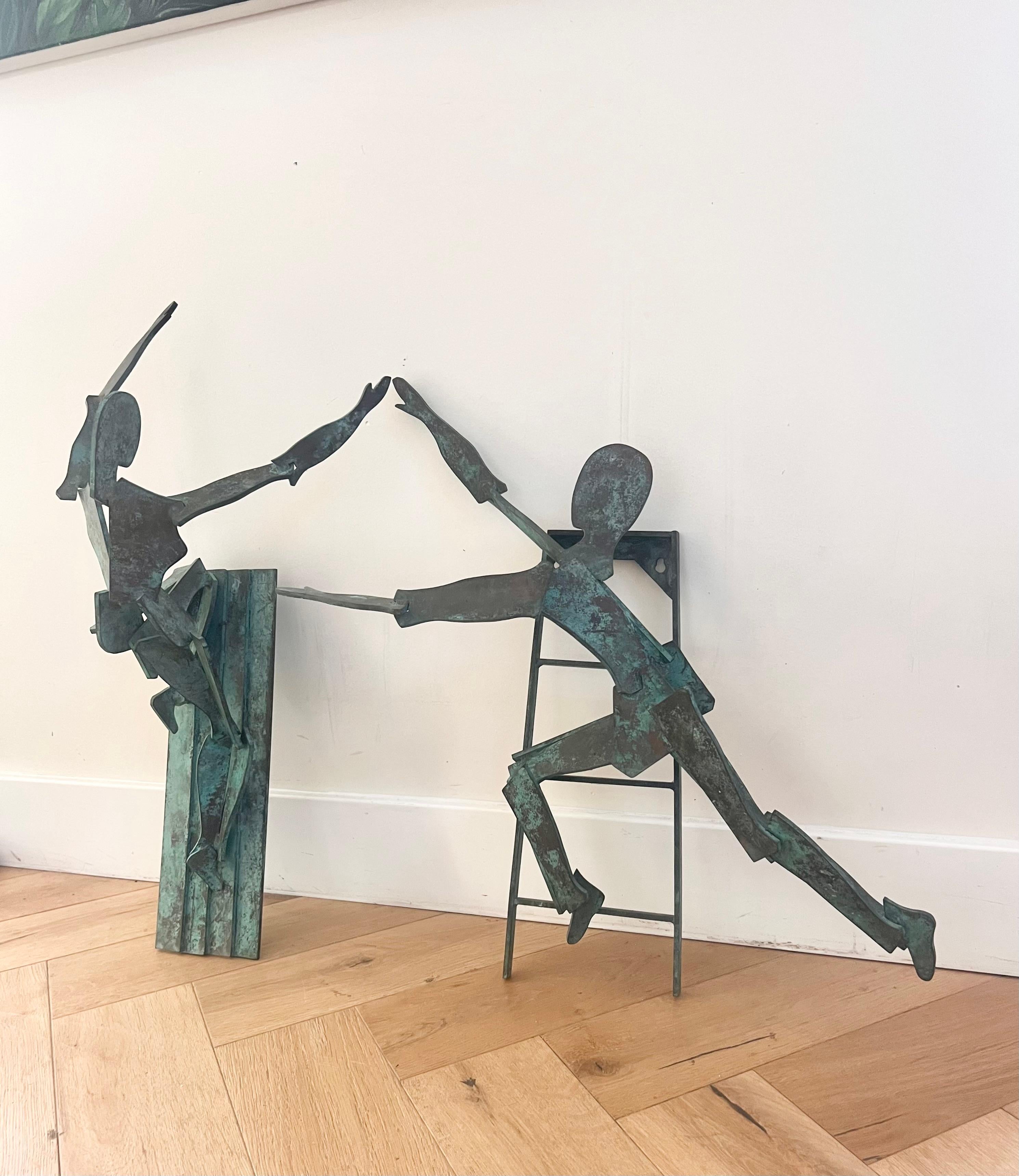 A pair of large bronze figurative wall hanging sculptures, 20th century For Sale 4