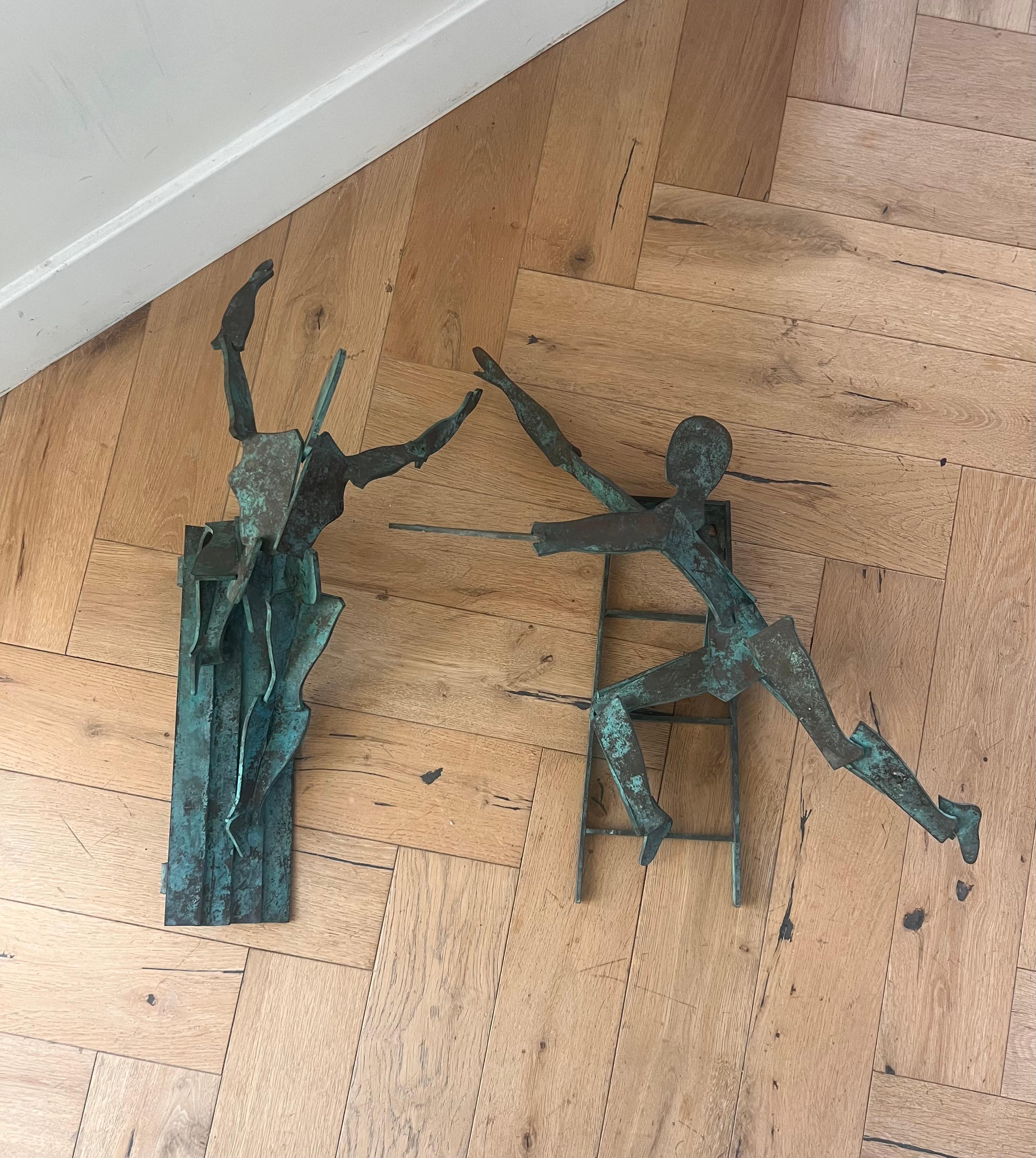 A pair of large bronze figurative wall hanging sculptures, 20th century For Sale 5