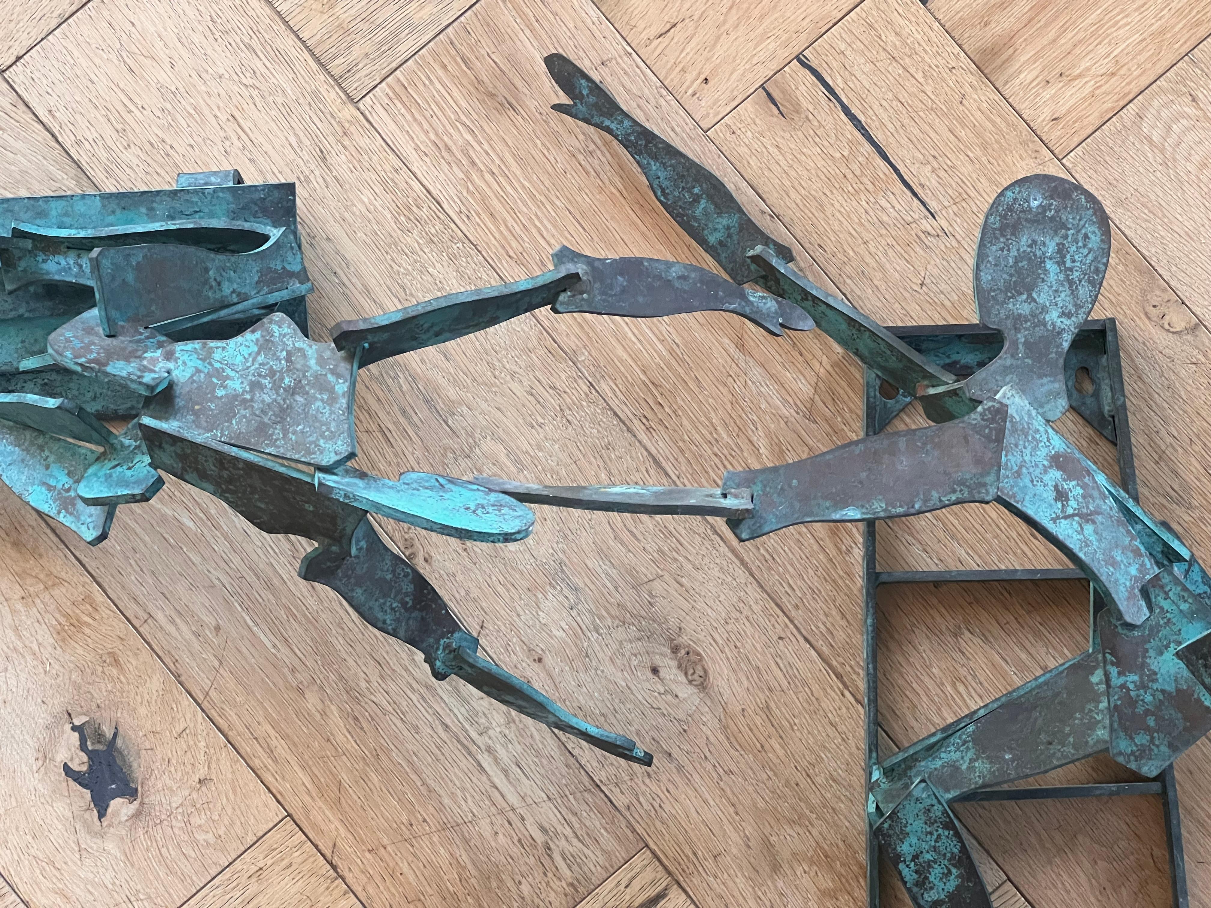 A pair of large bronze figurative wall hanging sculptures, 20th century For Sale 6