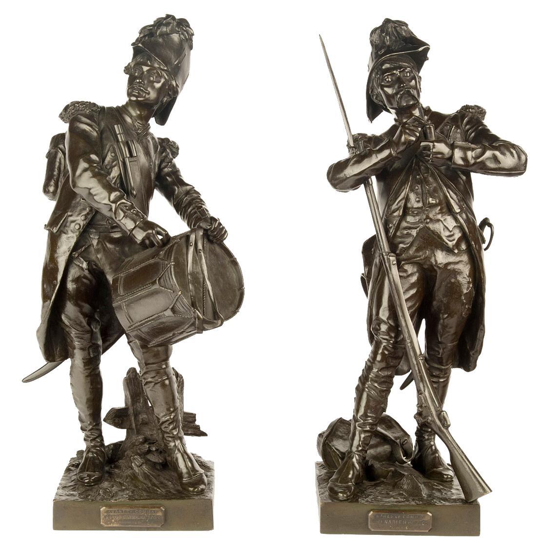 Pair of Bronze Figures Entitled ‘Avant Le Combat’ and ‘Après Le Combat’ For Sale