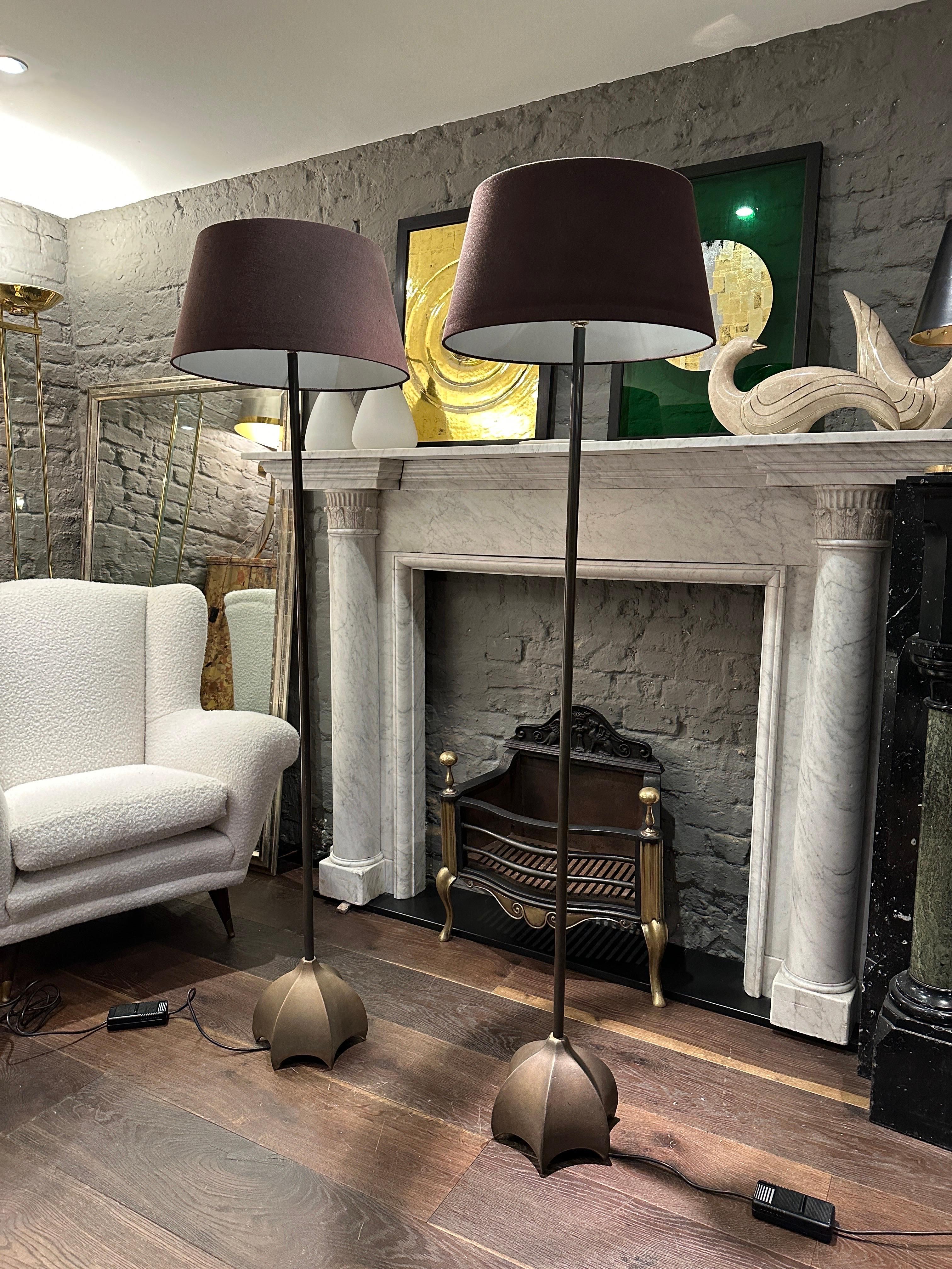 A Pair Of Bronze Floor Lamps By Jan Des Bouvrie For Quasar  For Sale 2