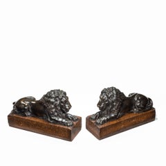 Pair of Bronze Lions after Boizot for Chenets in the Salon De La Paix, Versail