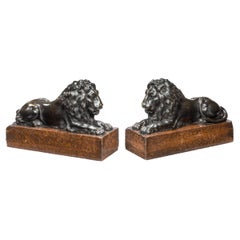 Antique Pair of Bronze Lions after Boizot for Chenets in the Salon De La Paix, Versail