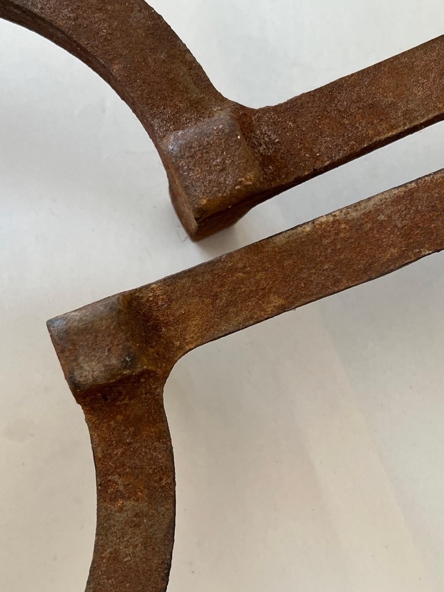 A Pair Of Bronze Modernist Andirons By Wah Chang Signed Ca' 1950's In Good Condition For Sale In St.Petersburg, FL