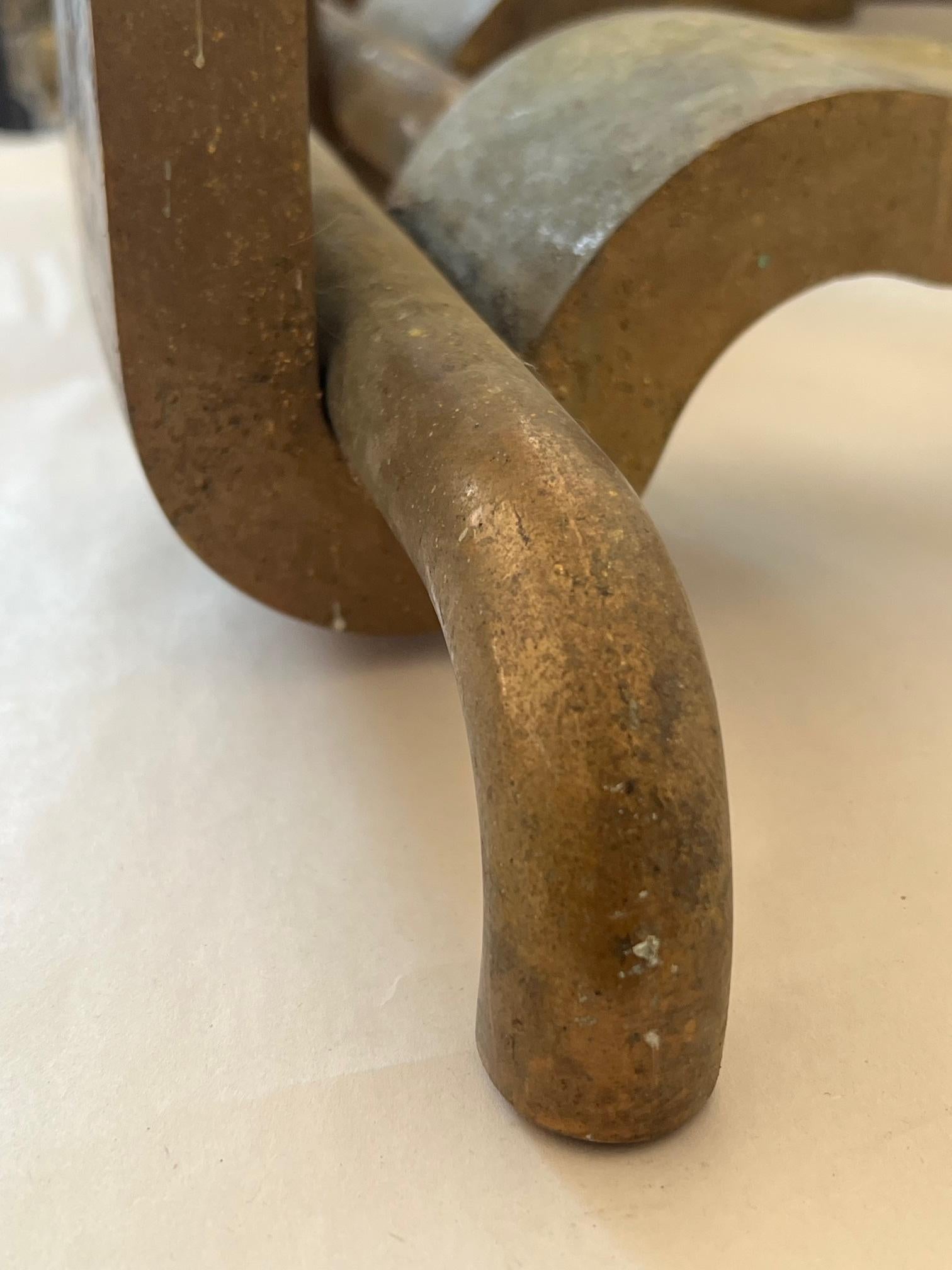 Mid-20th Century A Pair Of Bronze Modernist Andirons By Wah Chang Signed Ca' 1950's For Sale