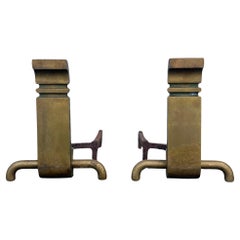 Ein Paar Bronze modernistischen Andirons von Wah Chang signiert Ca' 1950's
