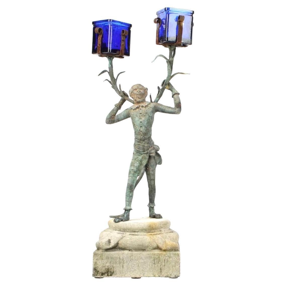 Regency Coppia di candelabri in bronzo di Monkey Butler in vendita