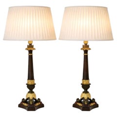 A Pair of Bronze Neoclassical Lamps
