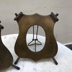 Pair of Bronze Shield Shape Photo Picture Frames, circa 1940