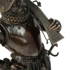 Pair of bronze standing figures of Spanish explorer & Conquistador Hernan Cortes