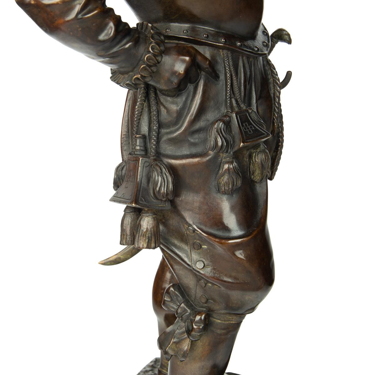 19th Century Pair of bronze standing figures of Spanish explorer & Conquistador Hernan Cortes For Sale