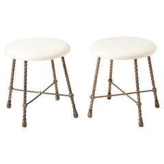 A Pair of Bronze Valenti Rope Stools, Spain 1960's