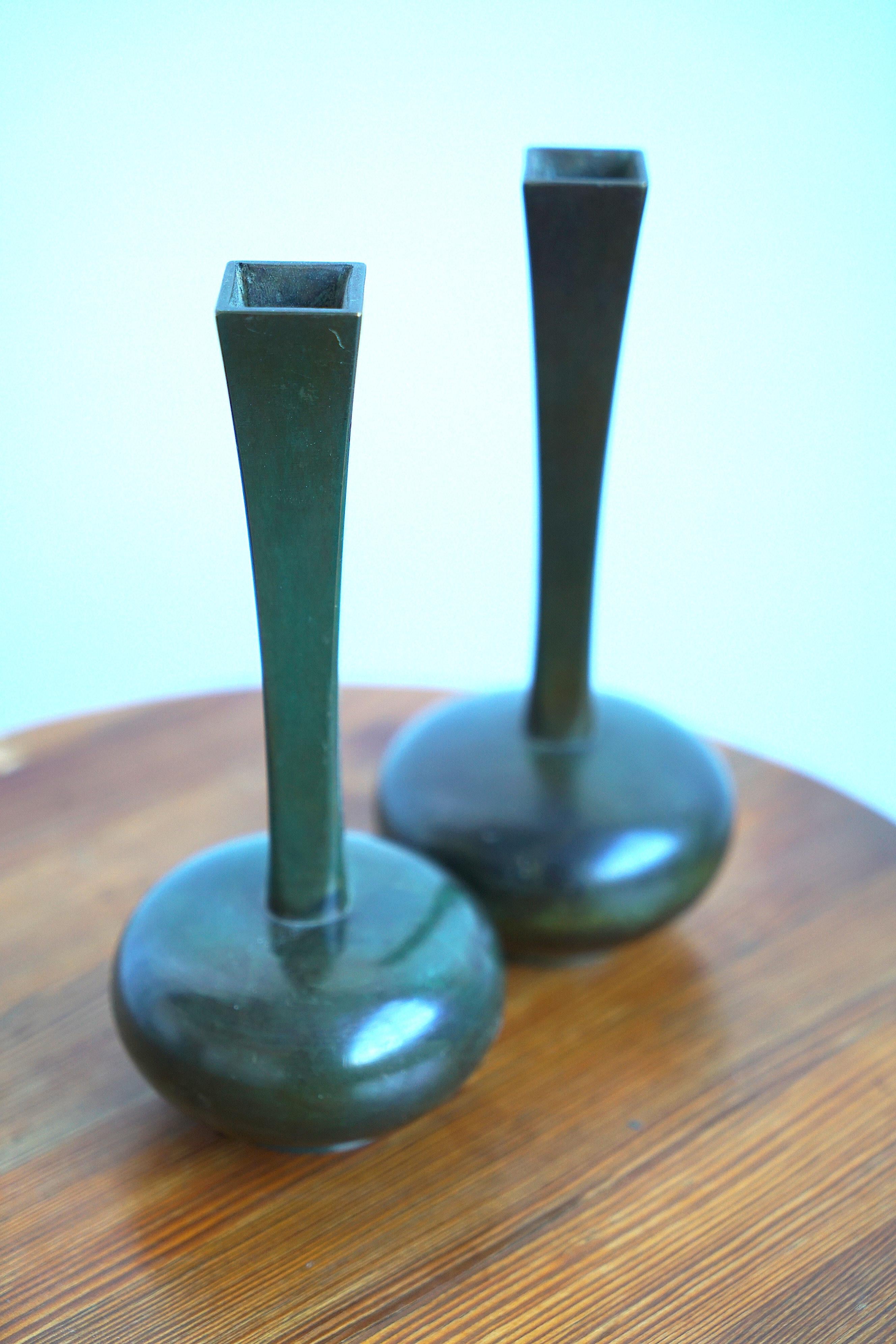Swedish A Pair of Bronze Vases by  Jacob Ängman for GAB For Sale