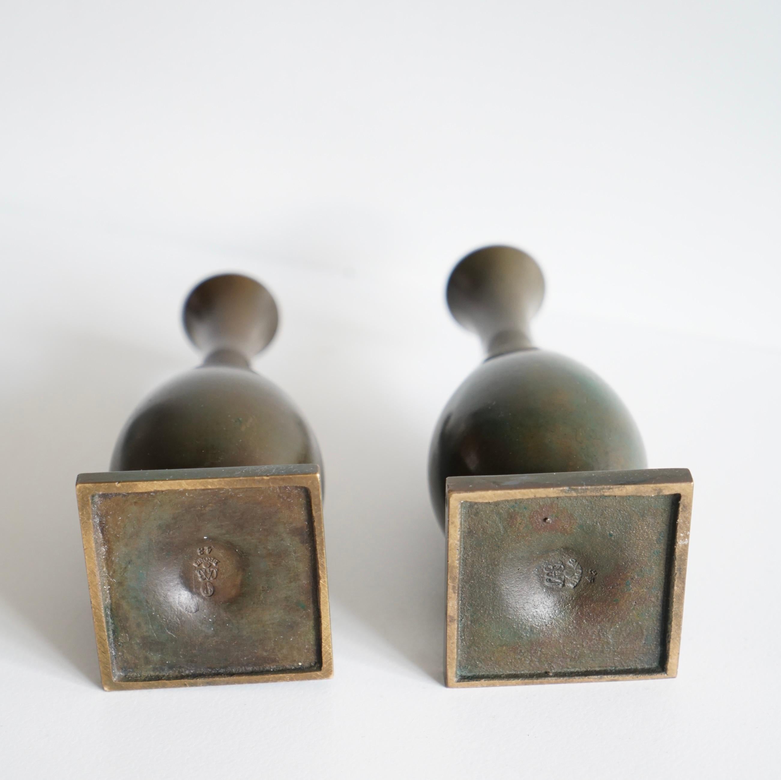 Metà XX secolo Coppia di vasi in bronzo di Just Andersen. in vendita
