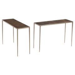 A Pair of Bronze Wash Iron Console Tables.