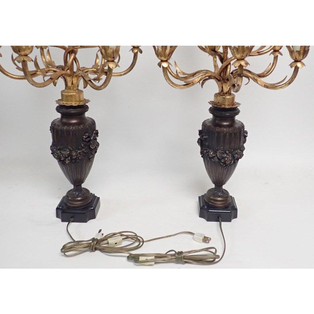 A Pair of Bronzed and Gilt Candelabra In Good Condition In Norwood, NJ