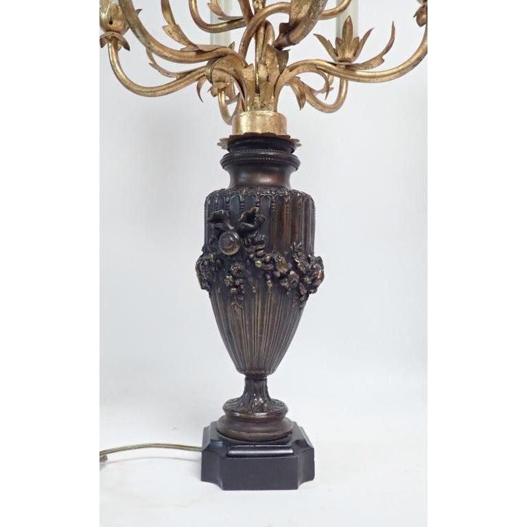 20th Century A Pair of Bronzed and Gilt Candelabra