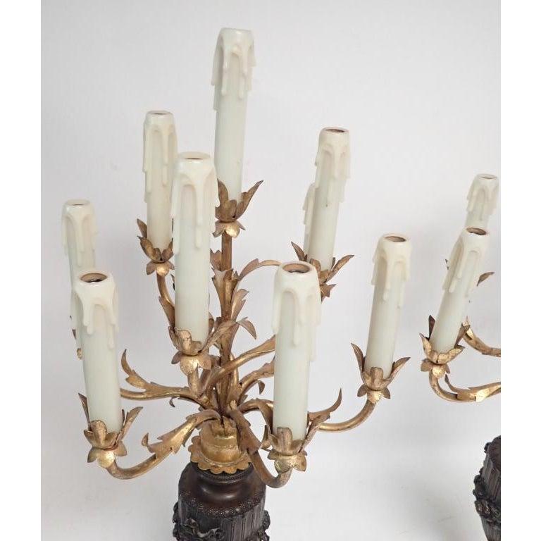 A Pair of Bronzed and Gilt Candelabra 3