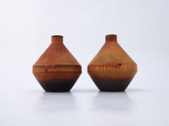 Pair of Brown Ceramic Vases Carl-Harry Stålhane Rörstrand, Midcentury Vintage