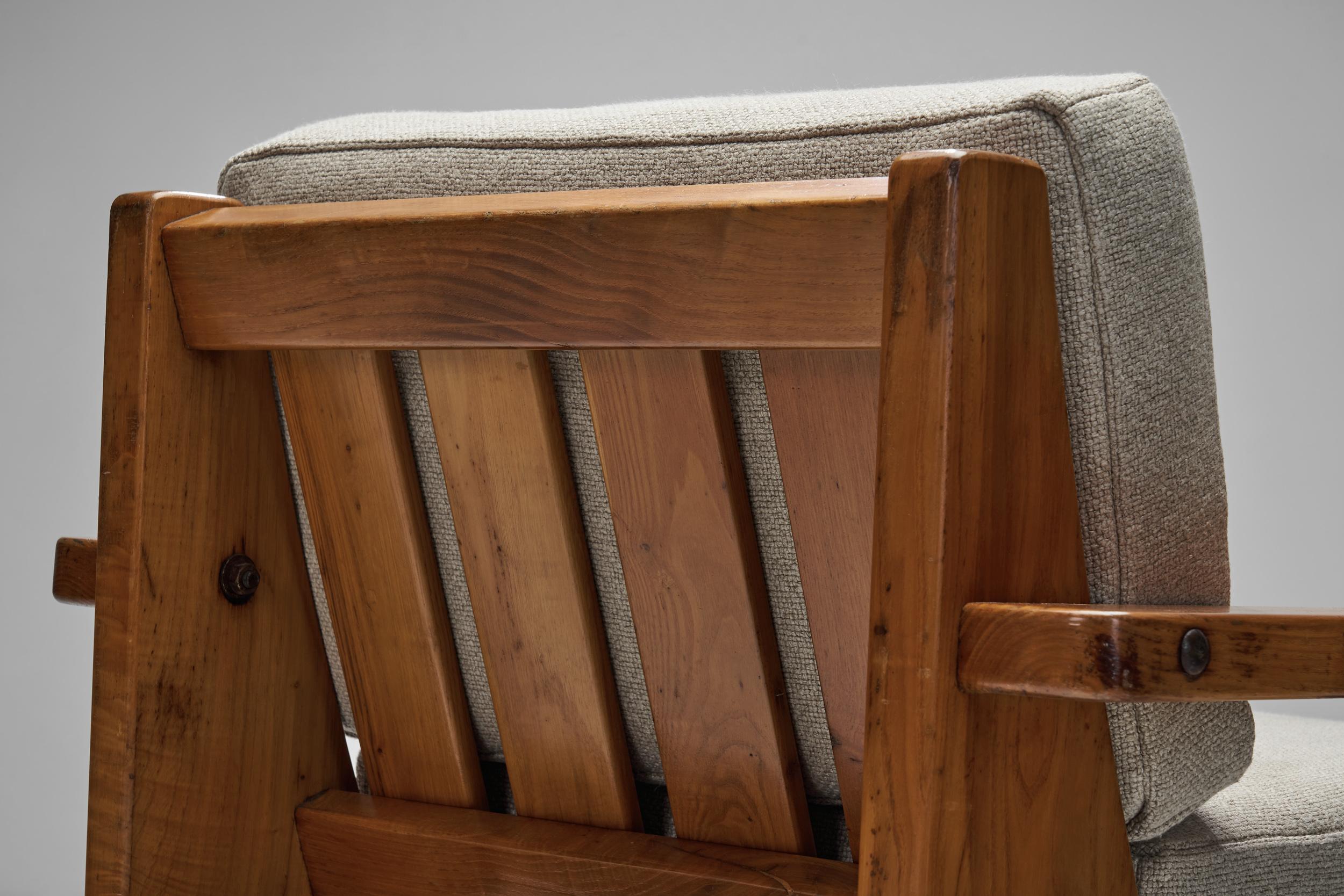 Coppia di poltrone brutaliste in Oak, Spagna, anni '60 in vendita 8