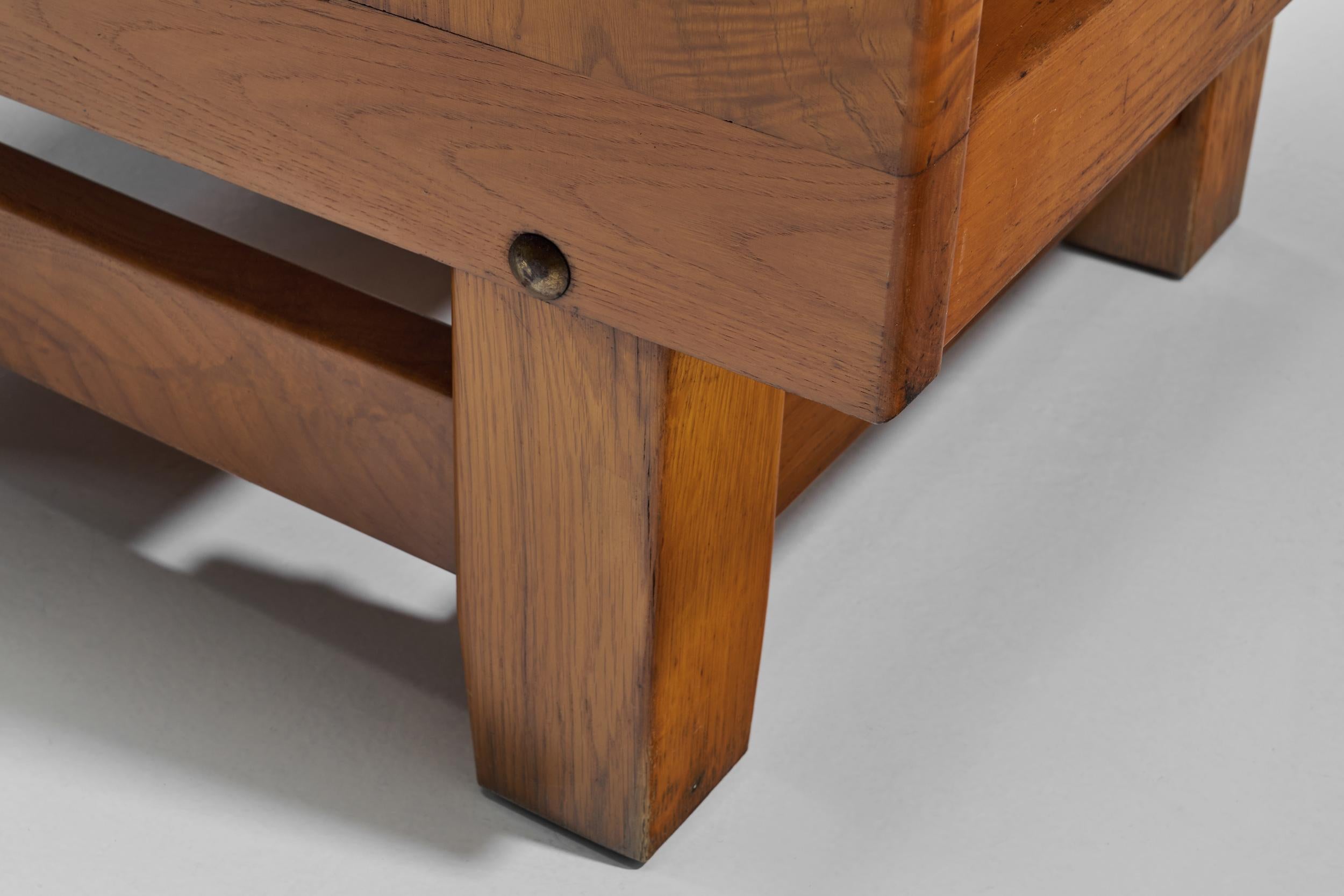 Coppia di poltrone brutaliste in Oak, Spagna, anni '60 in vendita 12
