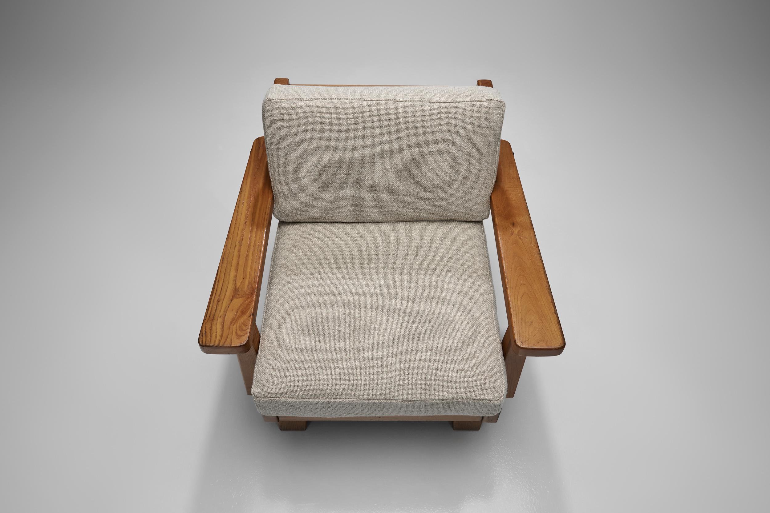 Bouclé Coppia di poltrone brutaliste in Oak, Spagna, anni '60 in vendita