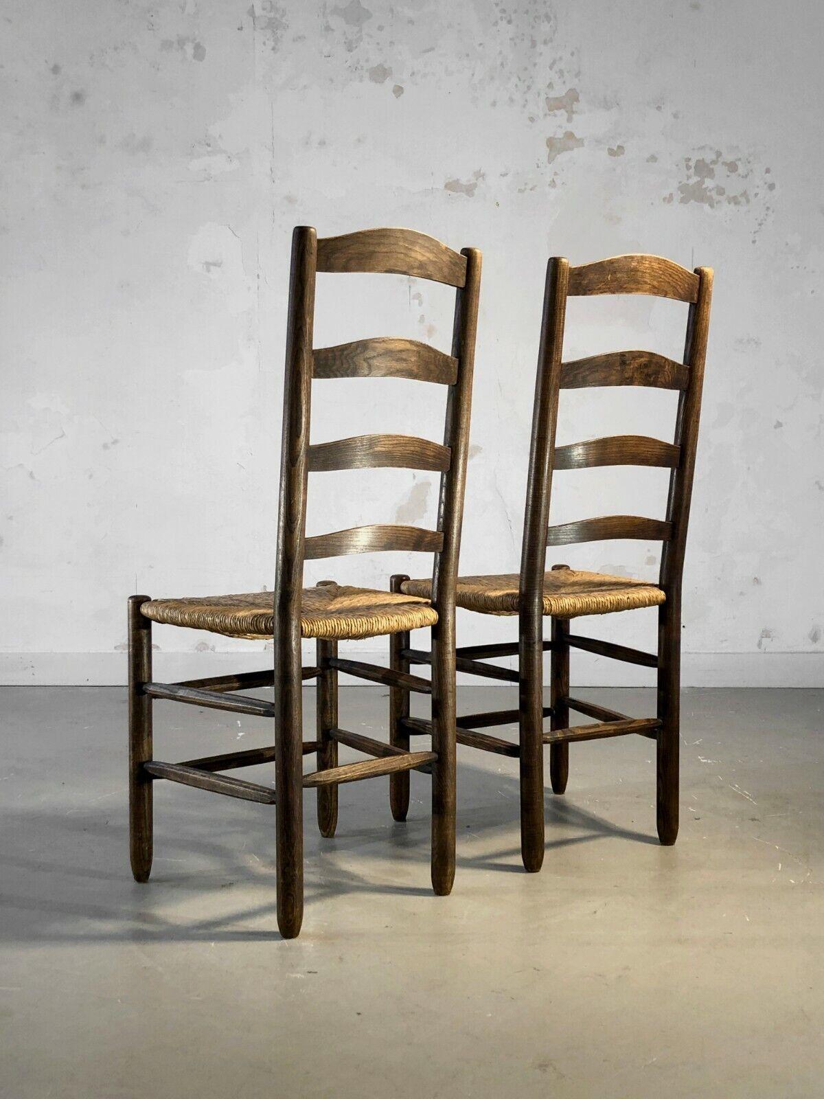 A Pair of BRUTALIST RUSTIC MODERN CHAIRS, in CHARLES DUDOUYT Style, France 1960 For Sale 3