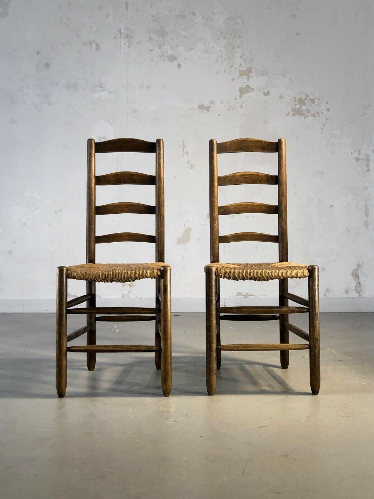 Brutalist A Pair of BRUTALIST RUSTIC MODERN CHAIRS, in CHARLES DUDOUYT Style, France 1960 For Sale