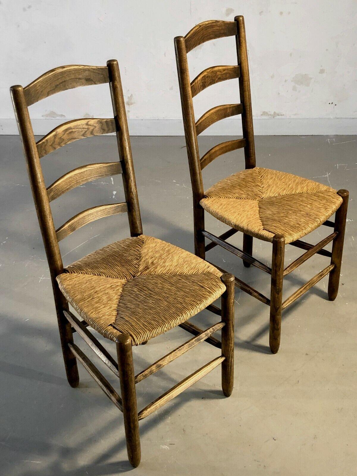 Mid-20th Century A Pair of BRUTALIST RUSTIC MODERN CHAIRS, in CHARLES DUDOUYT Style, France 1960 For Sale