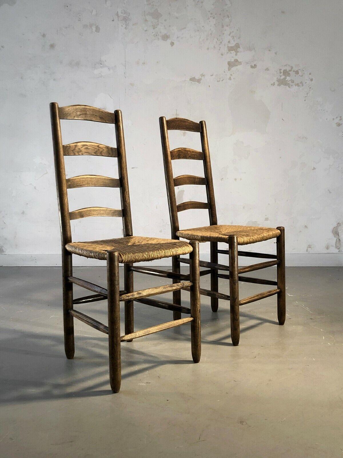 A Pair of BRUTALIST RUSTIC MODERN CHAIRS, in CHARLES DUDOUYT Style, France 1960 For Sale 2