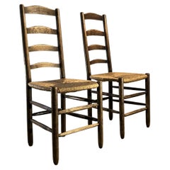 Vintage A Pair of BRUTALIST RUSTIC MODERN CHAIRS, in CHARLES DUDOUYT Style, France 1960