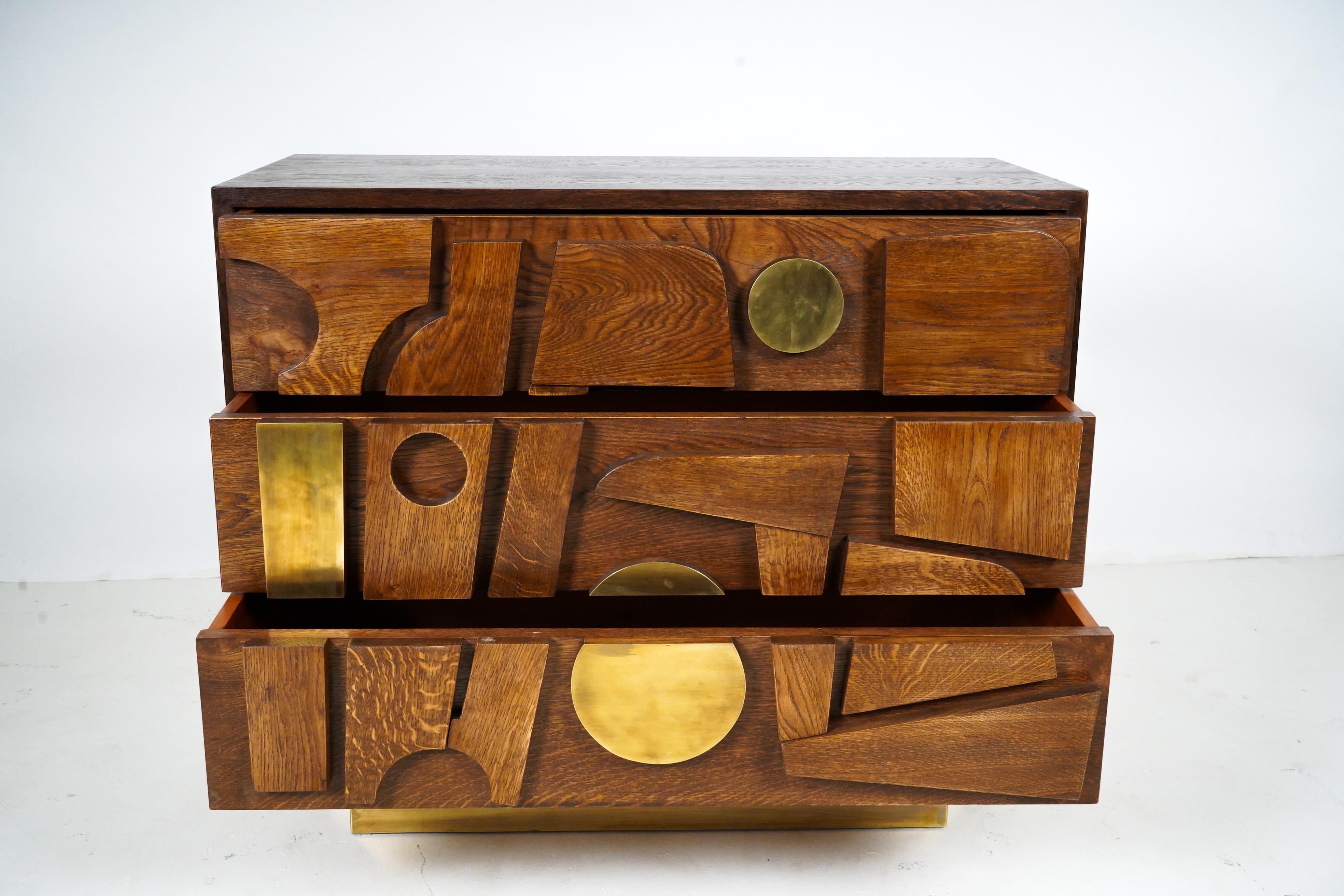 Brass Pair of Brutalist Side Chests