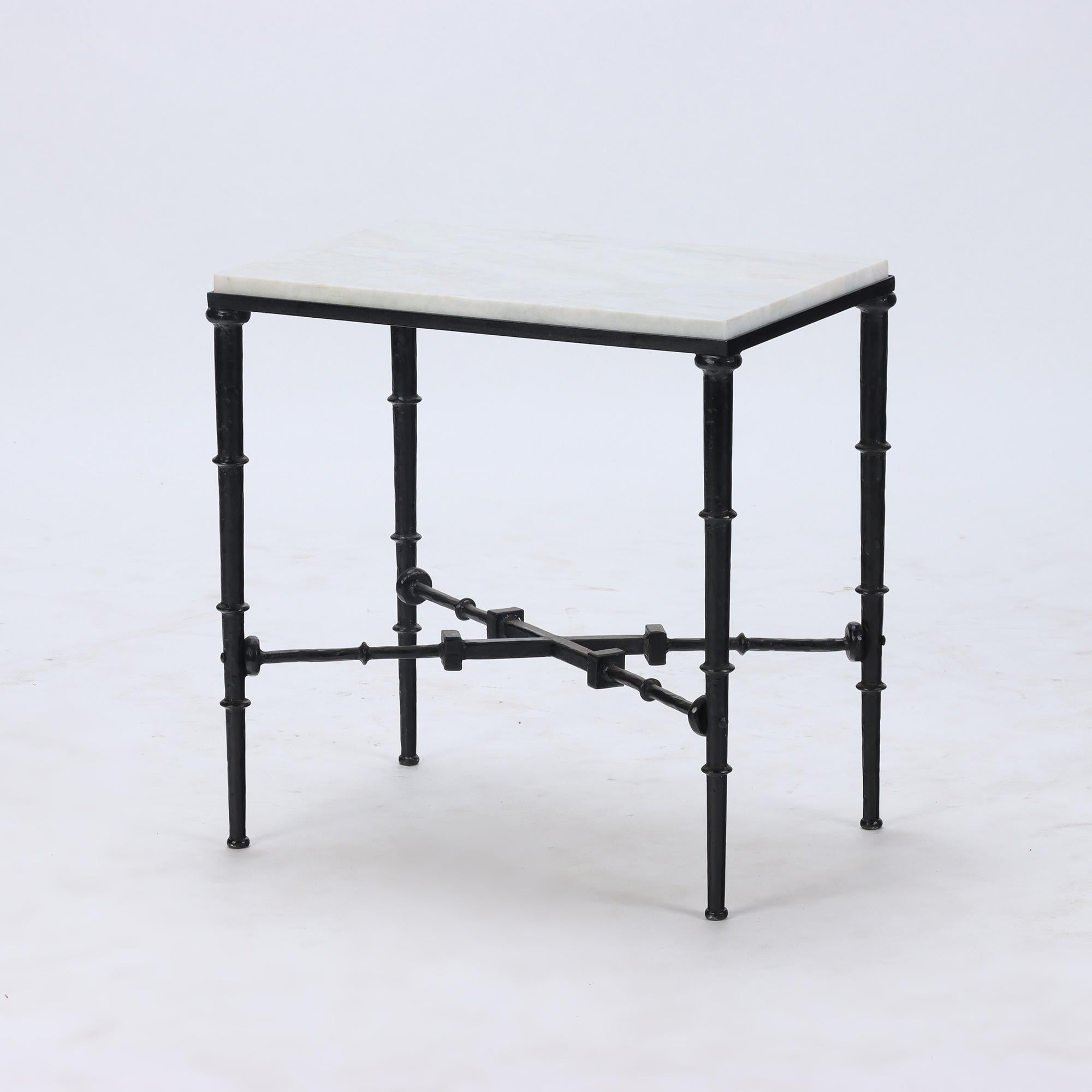 Mid-20th Century Pair of Brutalist Style Iron and Marble Top Tables, circa 1960