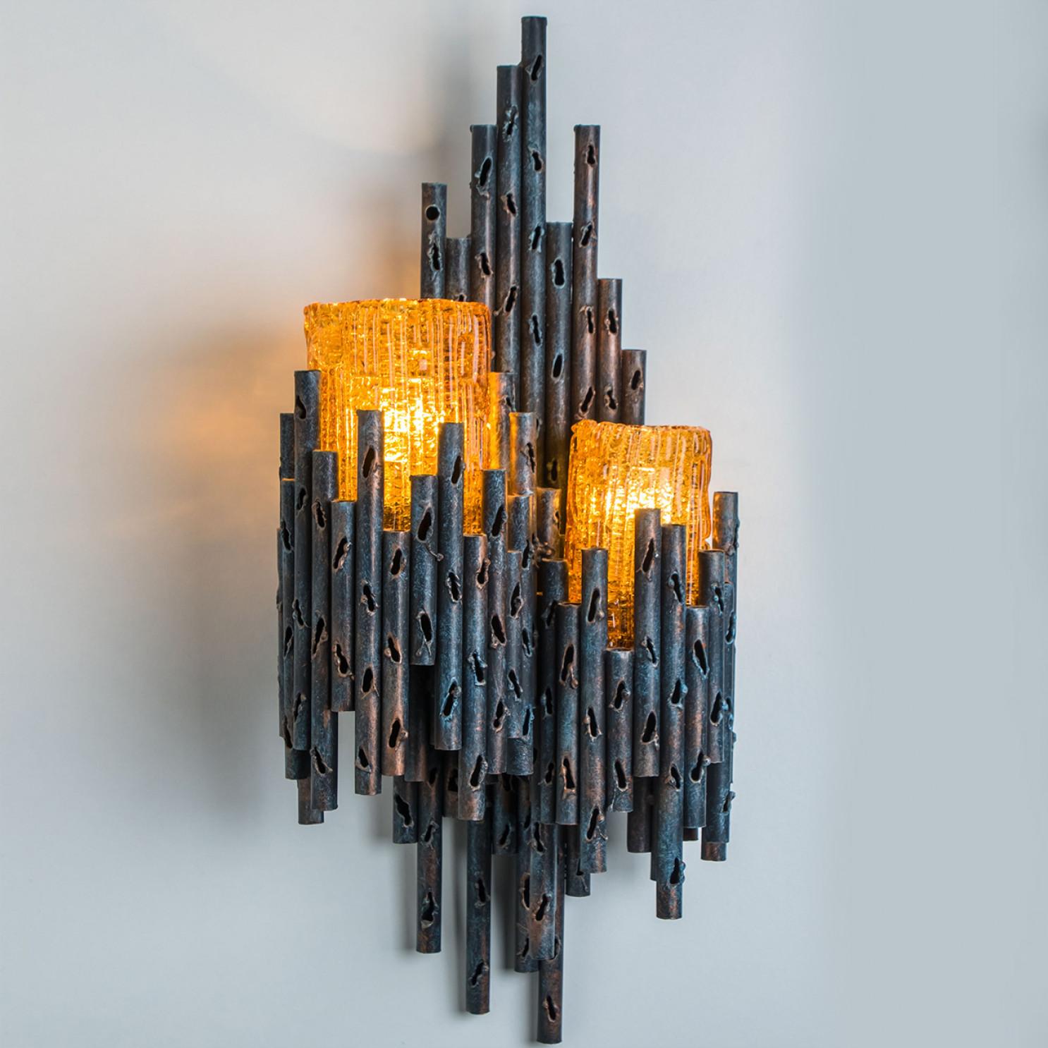 A pair of Brutalist Wall Sconces by Tom Ahlström & Hans Ehrlich, Sweden For Sale 3