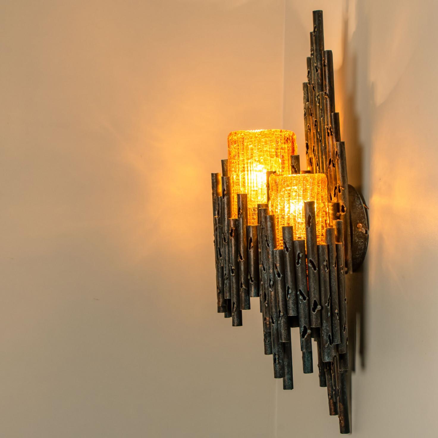 A pair of Brutalist Wall Sconces by Tom Ahlström & Hans Ehrlich, Sweden For Sale 5