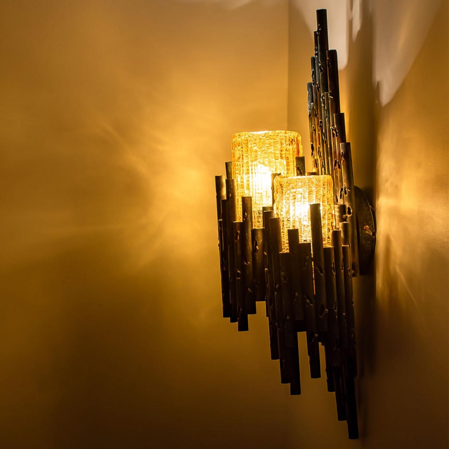 A pair of Brutalist Wall Sconces by Tom Ahlström & Hans Ehrlich, Sweden For Sale 5
