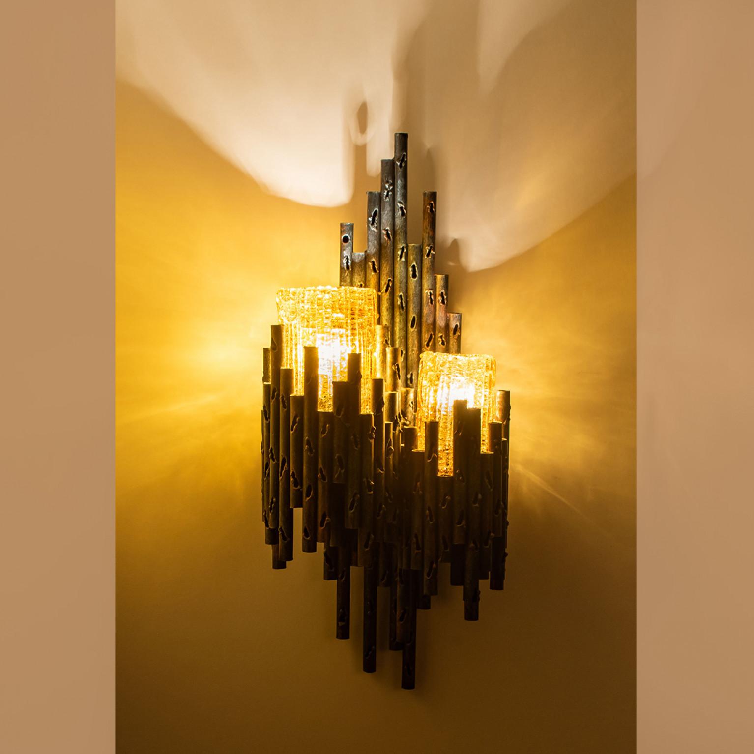 A pair of Brutalist Wall Sconces by Tom Ahlström & Hans Ehrlich, Sweden For Sale 7
