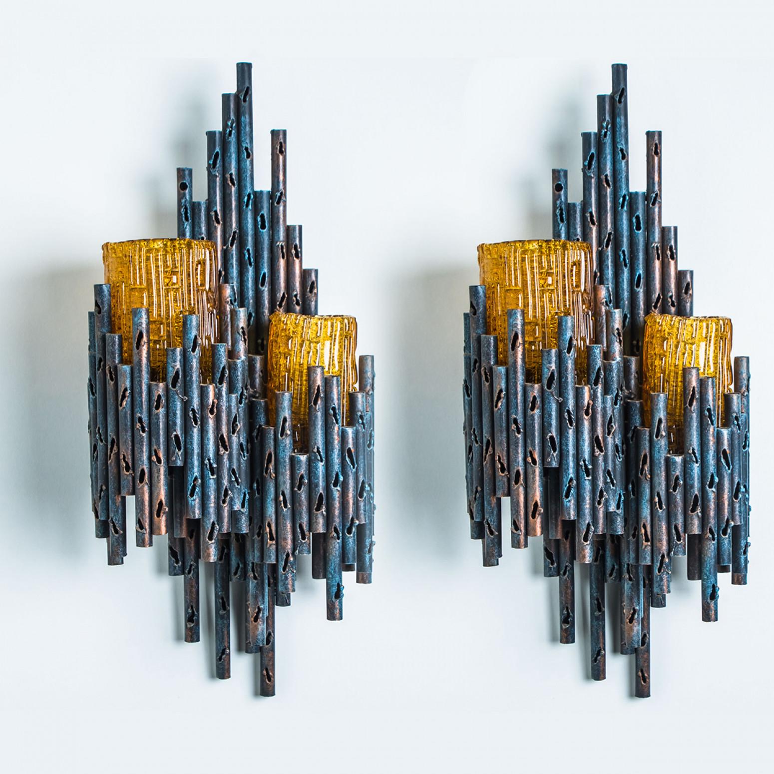 Swedish A pair of Brutalist Wall Sconces by Tom Ahlström & Hans Ehrlich, Sweden For Sale
